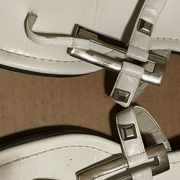 Stuart Weitzman White Leather Sandals USED - Picture 3 of 7